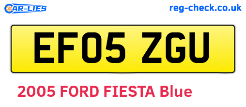 EF05ZGU are the vehicle registration plates.