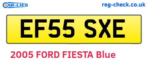 EF55SXE are the vehicle registration plates.