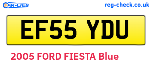 EF55YDU are the vehicle registration plates.