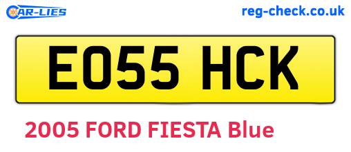 EO55HCK are the vehicle registration plates.