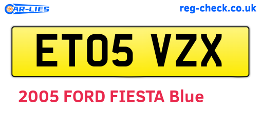 ET05VZX are the vehicle registration plates.