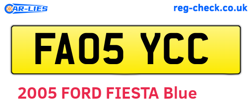 FA05YCC are the vehicle registration plates.