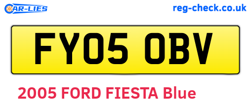 FY05OBV are the vehicle registration plates.