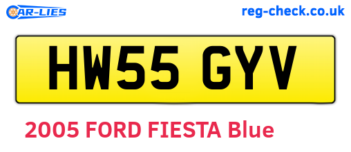 HW55GYV are the vehicle registration plates.
