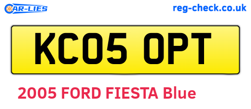 KC05OPT are the vehicle registration plates.