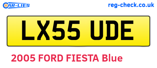 LX55UDE are the vehicle registration plates.