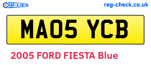 MA05YCB are the vehicle registration plates.