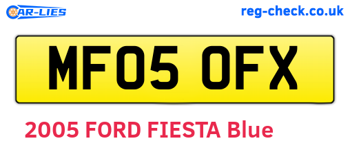MF05OFX are the vehicle registration plates.
