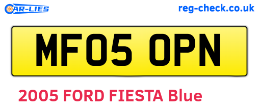 MF05OPN are the vehicle registration plates.