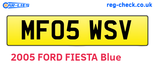 MF05WSV are the vehicle registration plates.