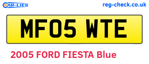 MF05WTE are the vehicle registration plates.