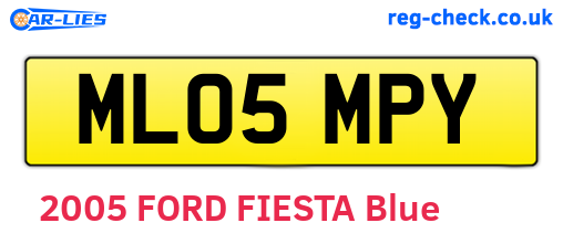 ML05MPY are the vehicle registration plates.