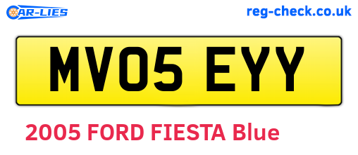 MV05EYY are the vehicle registration plates.