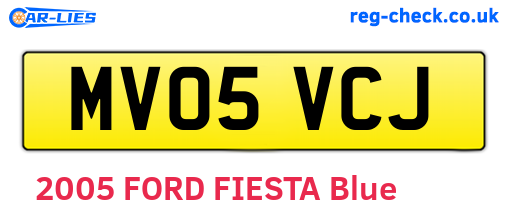MV05VCJ are the vehicle registration plates.