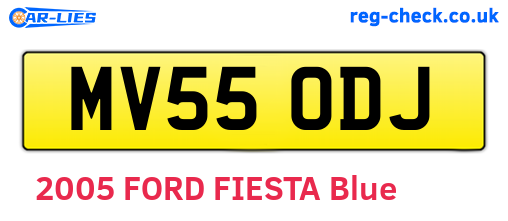 MV55ODJ are the vehicle registration plates.