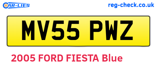 MV55PWZ are the vehicle registration plates.
