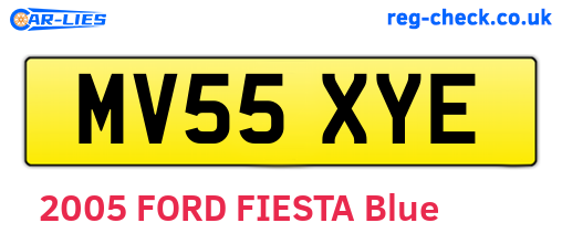 MV55XYE are the vehicle registration plates.