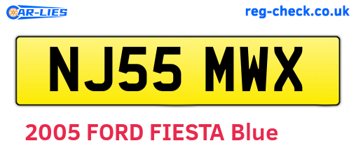 NJ55MWX are the vehicle registration plates.