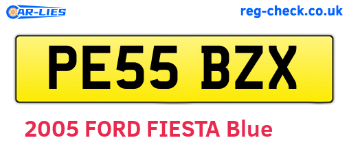 PE55BZX are the vehicle registration plates.