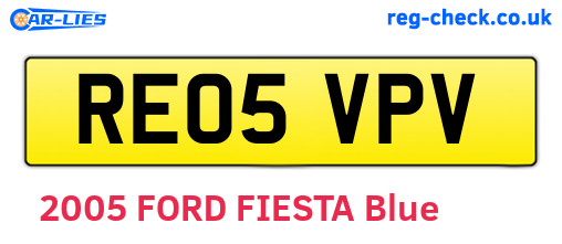 RE05VPV are the vehicle registration plates.