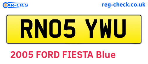 RN05YWU are the vehicle registration plates.