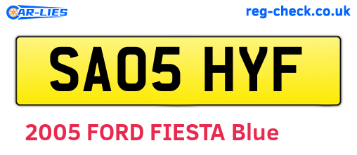 SA05HYF are the vehicle registration plates.