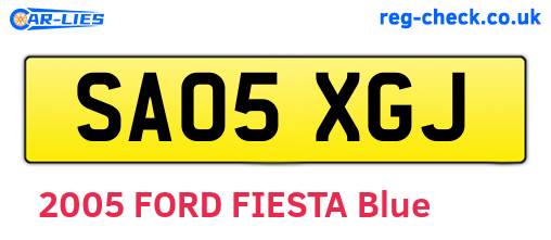 SA05XGJ are the vehicle registration plates.
