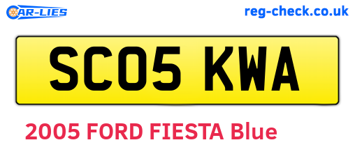 SC05KWA are the vehicle registration plates.