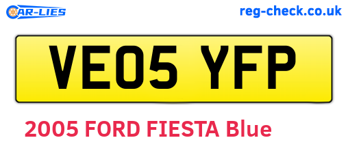VE05YFP are the vehicle registration plates.