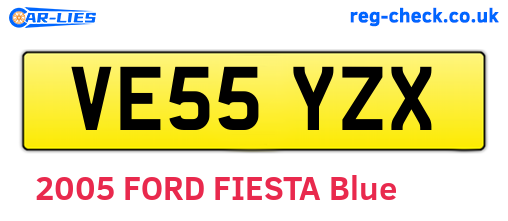 VE55YZX are the vehicle registration plates.