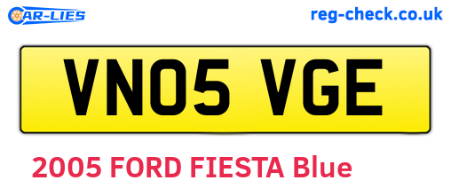 VN05VGE are the vehicle registration plates.