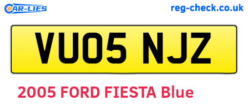 VU05NJZ are the vehicle registration plates.