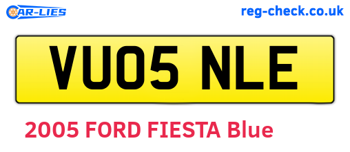 VU05NLE are the vehicle registration plates.