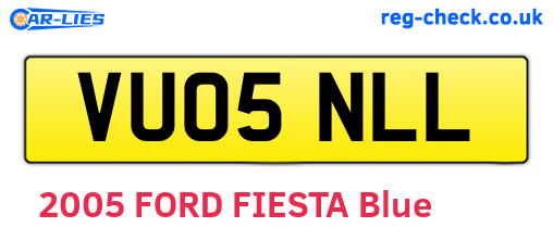 VU05NLL are the vehicle registration plates.