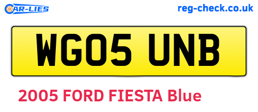 WG05UNB are the vehicle registration plates.
