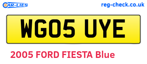 WG05UYE are the vehicle registration plates.