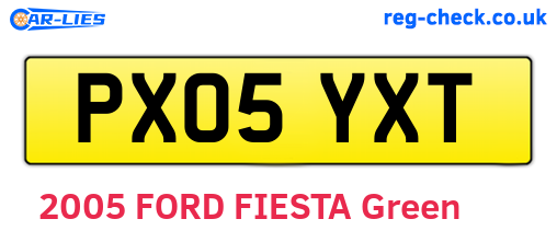 PX05YXT are the vehicle registration plates.