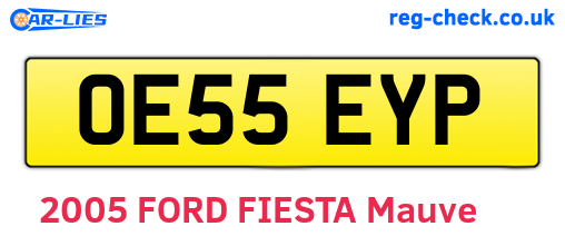OE55EYP are the vehicle registration plates.