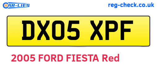 DX05XPF are the vehicle registration plates.