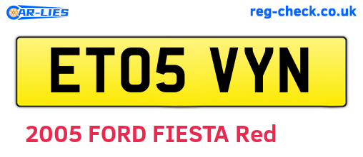 ET05VYN are the vehicle registration plates.