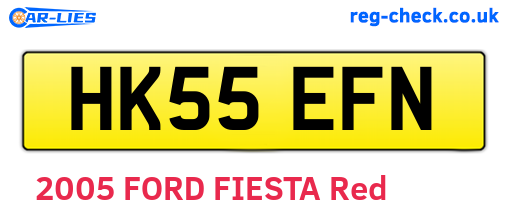 HK55EFN are the vehicle registration plates.