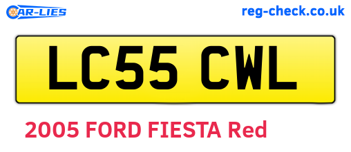 LC55CWL are the vehicle registration plates.