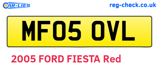 MF05OVL are the vehicle registration plates.
