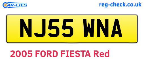 NJ55WNA are the vehicle registration plates.