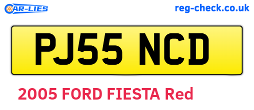 PJ55NCD are the vehicle registration plates.