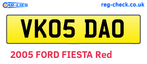 VK05DAO are the vehicle registration plates.