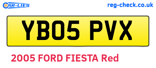YB05PVX are the vehicle registration plates.