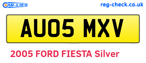 AU05MXV are the vehicle registration plates.