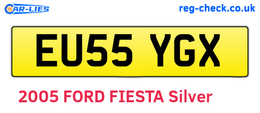 EU55YGX are the vehicle registration plates.