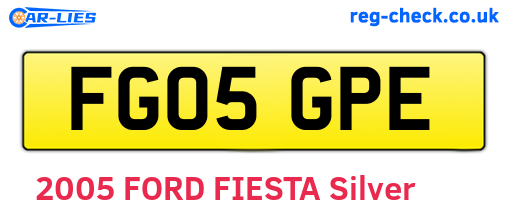 FG05GPE are the vehicle registration plates.